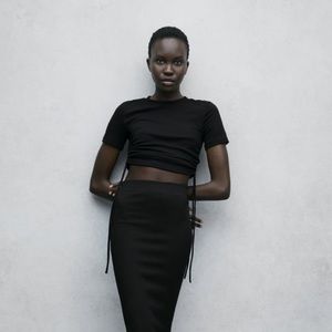 Zara Black Ruched Ribbed Top !!!